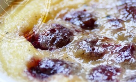 Morello cherry (griotte) and almond milk clafoutis