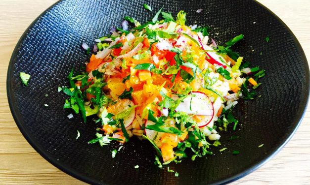 Colorful vegetables and cereal salad