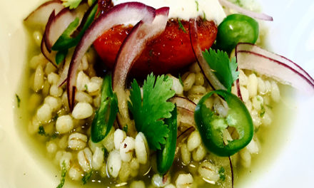 Cold soup of pearl barley cucumber water