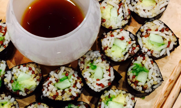 Maki with rice and two quinoa, avocado and cucumber