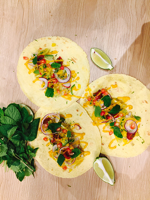Riz basmati et légumes secs en tacos
